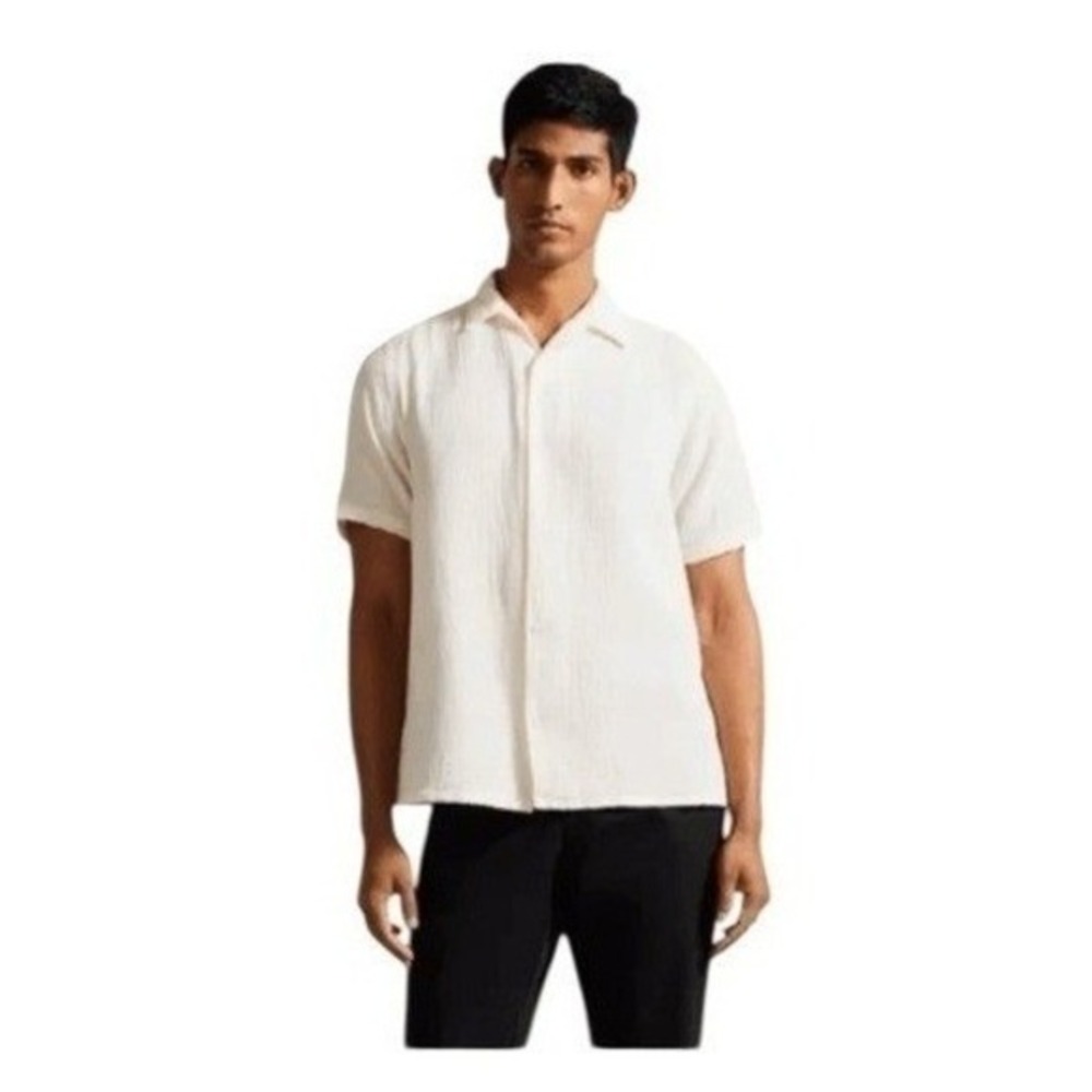 Ted Baker London Digmer Textured Lightweight Cotton Button Down Shirt 4 / 36